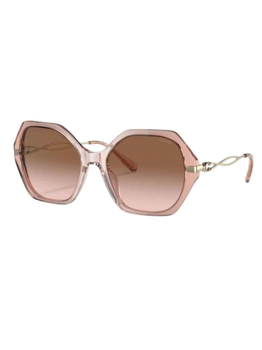NEW COACH OVERSIZED DESIGNER SUNGLASSES 100% UV PROTECTION TRANSPARENT PEACH 57M